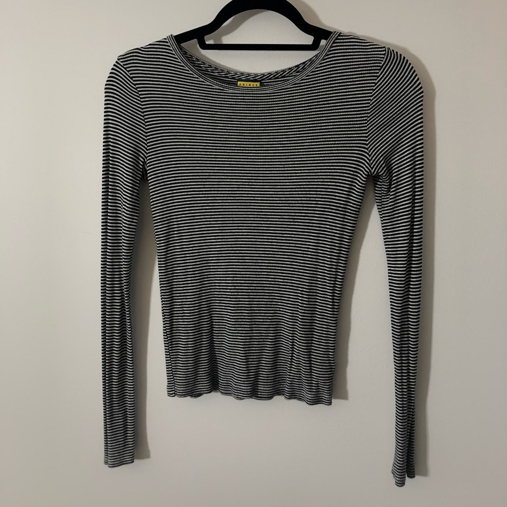 prince and fox black and white striped tee